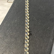 14K yellow gold women’s tennis bracelet with sapphire stones & Diamonds 19.2 Gra