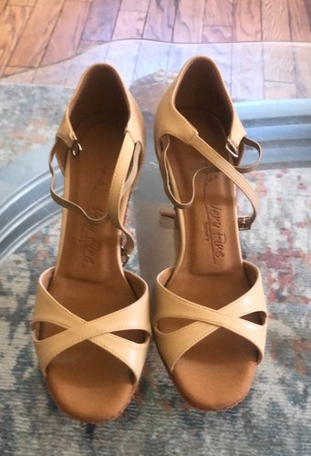 Latin /Ballroom Dance Shoes New Size 7 1/2 Brown Leather Made In Spain Pre Owned