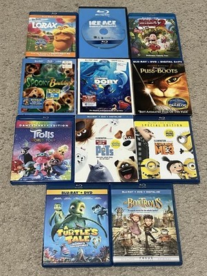 11 Kids Family Blu-ray Lot Disney Pixar DreamWorks Dory Pets Trolls