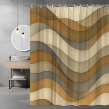 Abstract Wave Pattern Shower Curtain in Earthy Tones
