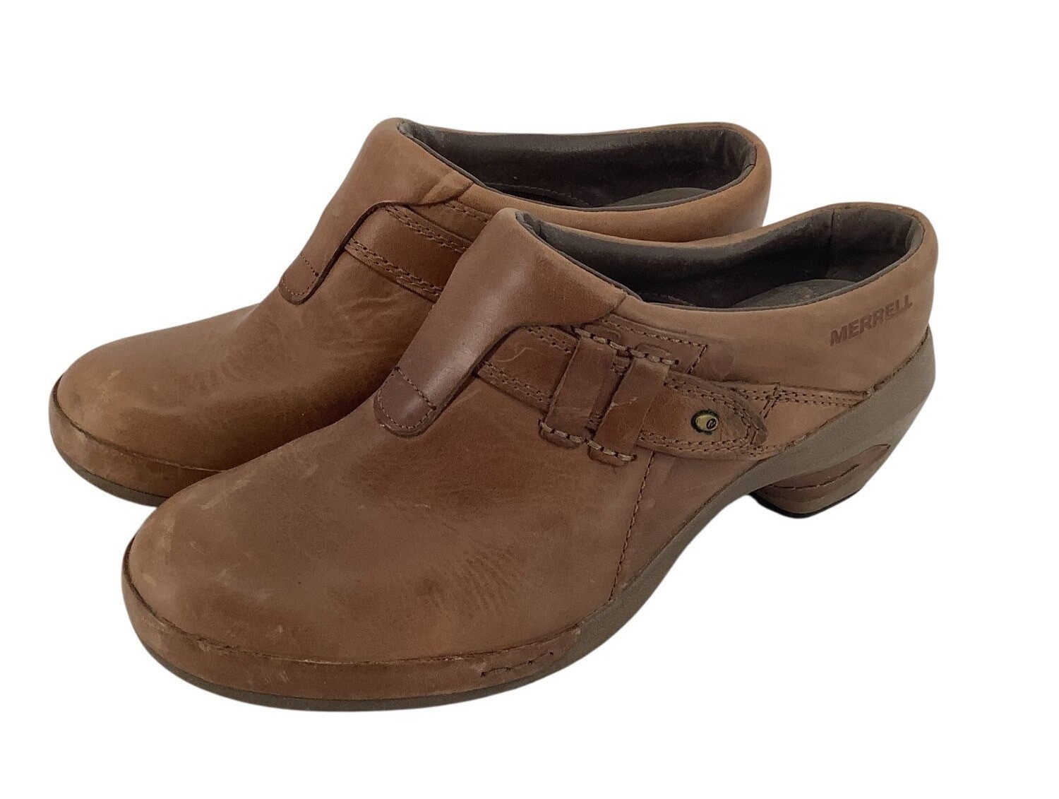 Merrell Luxe Plunge scarpe zoccoli mulo in pelle marrone da donna taglia 8 5