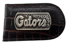Florida Gators Genuine Leather Money Clip-Brown-by Enmon-New in Tin