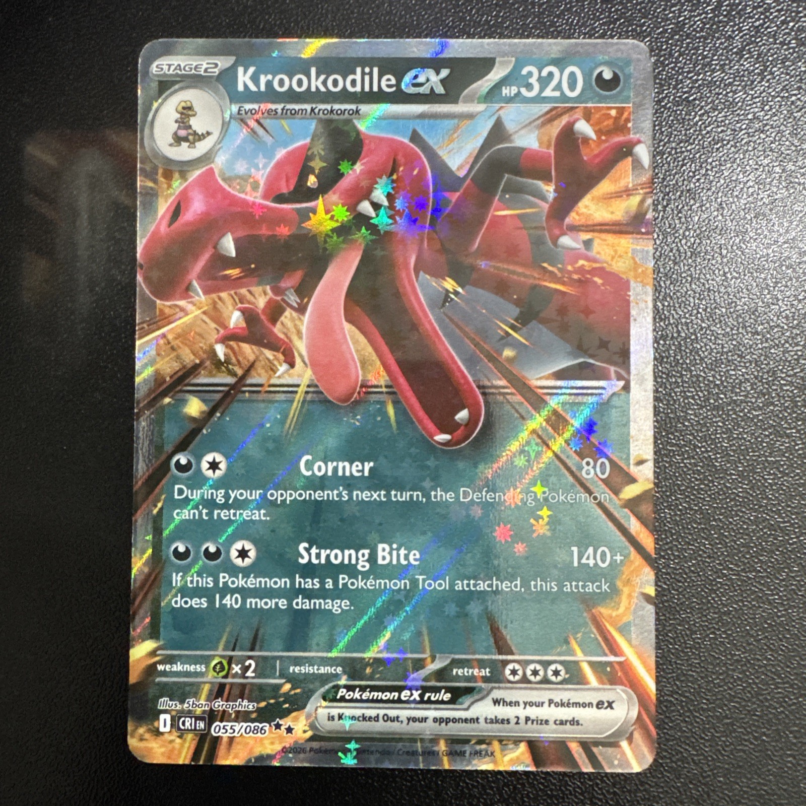 Krookodile ex CRI Sv: Chaos Rising #55/86 Double Rare NM