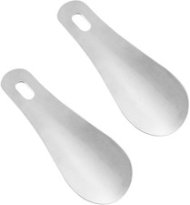 2Pcs Stainless Steel Shoe Horn, 4 Inch 10Cm Silver Metal Shoe Helper Stick Sma