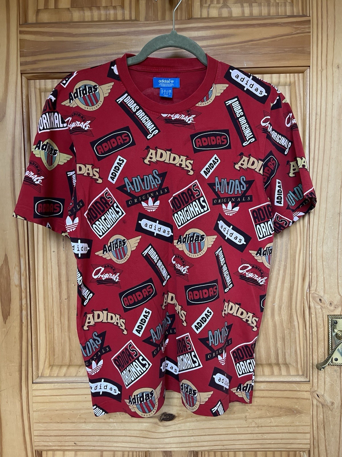 Rare Adidas / Nigo Japanese Collaboration, Red T-shirt with logos in size M