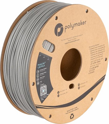 Polymaker Light Weight PLA 0.8kg, 103 - 1.75mm Grey (Hex Code: #94918d) 