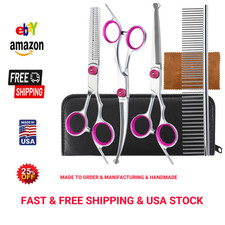 Dog Grooming Scissors 5 in 1 Stainless Steel Pet Shears Pink Professional