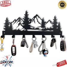 Wall Mounted Key Holder Metal Rack with 7 Hooks for Entryway Kitchen Decor