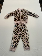 Girls Tracksuit Adidas Age 18-24mths Pink Logo Stripes Elastic Waist 32016