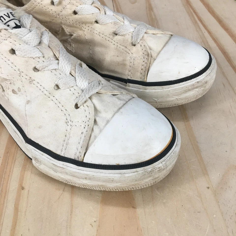 Tênis Converse Shoes Youth 2 One Star bege lona parte superior baixa com cadarço casual - Imagem 3 de 4