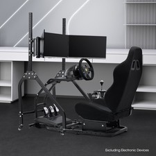 Image of Mokapit Racing Simulator Cockpit With Seat Triple Monitor Stand Fits Logitech