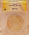 1921-P   MORGAN SILVER DOLLAR  *BRIGHT WHITE*   MS-63   VAM-3EG  -  NICE COIN!
