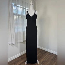 Vintage ‘00s Laundry by Shelli Segal Black Beaded Sleeveless Floor Length Gown