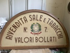 Insegna"RIVENDITA SALI E TABACCHI N7 VALORI BOLLATI"anni 1960-65 legno + faesite