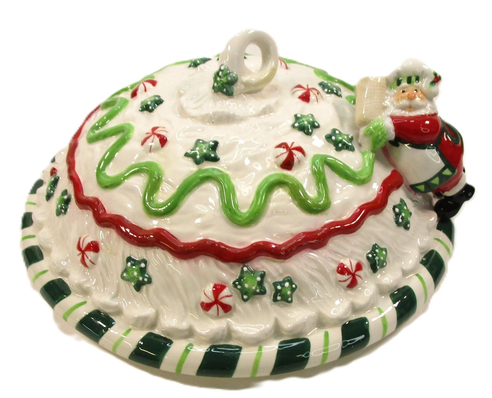 Fitz and Floyd Santa's Kitchen Pie Keeper Cover Lid Only see photos READ