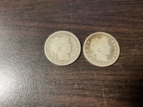 1895 barber quarter's lot of 2 coins #76