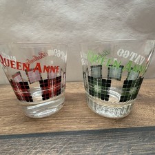 Glas 2 Whiskygläser Queen Anne Tartan Vintag...