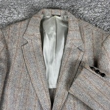 Vintage Harris Tweed Blazer Mens 42R Brown Herringbone Wool Sport Coat Scottish