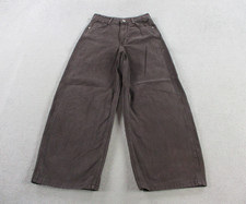 Zara Barrel Jeans Womens 2 Brown Denim Wide Leg High Rise Cotton Pants Trousers