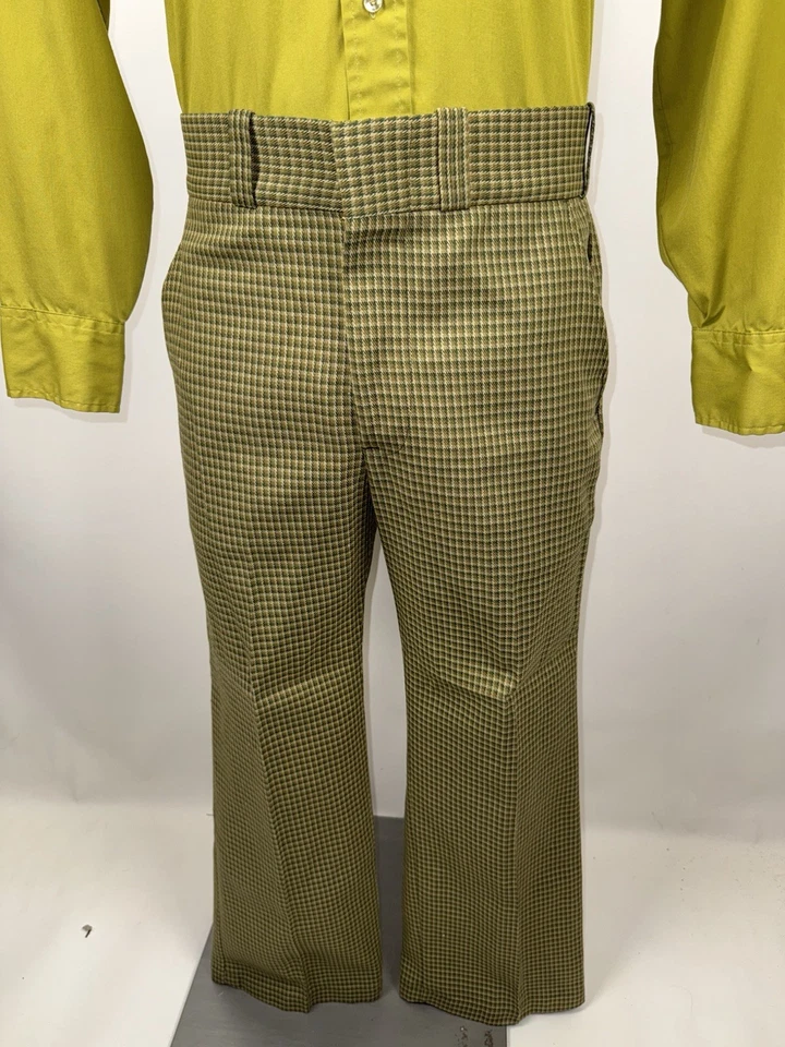 De Colección Años 60 70 Sears Pantalones Para Hombres 34 29 MCM Mod Traje de Ocio Disco A Cuadros Rockabilly Foto 3 de 4