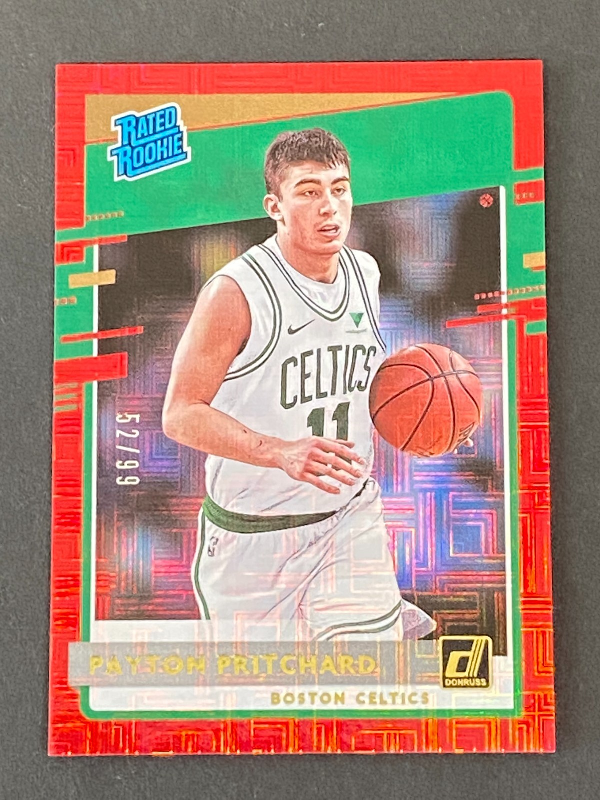 Payton Pritchard 2020-21 Donruss Holo Red Laser Rated Rookie #ed 52/99