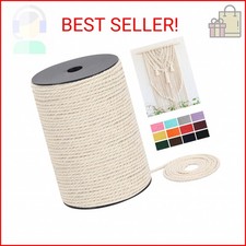 Macrame Cord 4mm x 165Yards 495Feet , Natural Cotton Macrame Rope - 3 Strands T