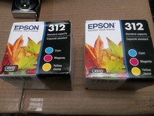 2x Genuine Epson 312 Standard Capacity Ink Cartridges 3 Color C/M/Y 10/2028 NEW