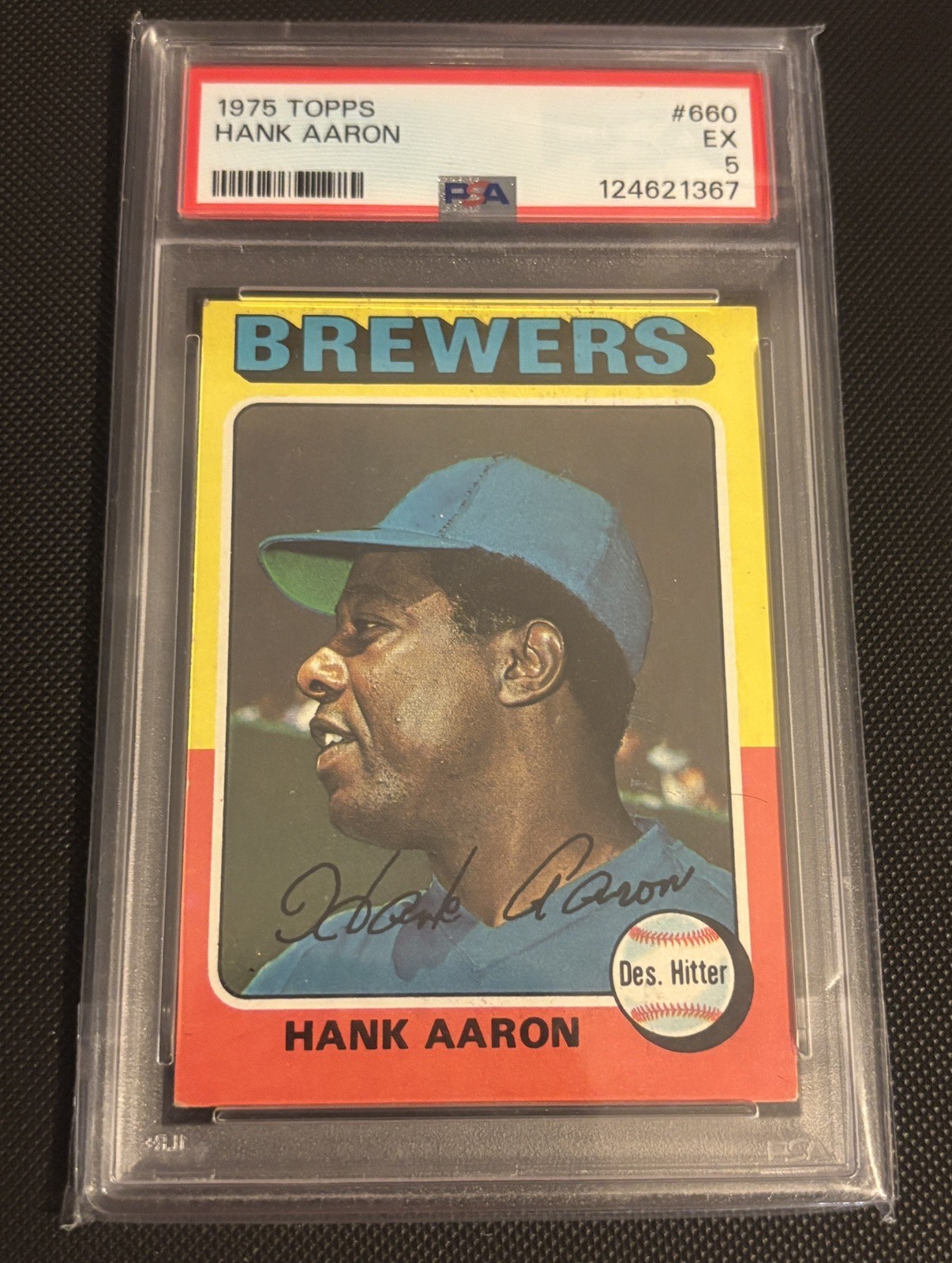 1975 Topps Hank Aaron Milwaukee Brewers #660 PSA 5 Excellent Centered Graded