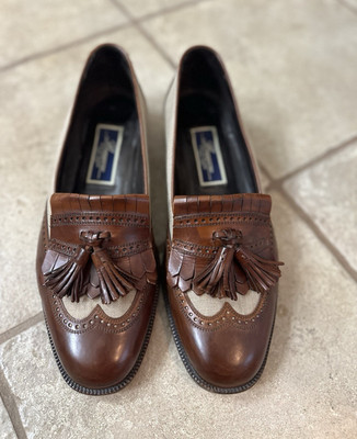 Cole Haan Men s Brown/Beige Leather Tassel Loafers Slip-On Dress Shoes 9.5 D