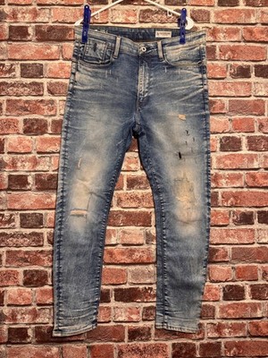 G-Star RAW Type C 3D Super Slim Jeans Men's 34x32 Blue Distressed Denim