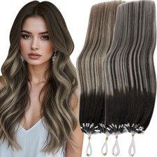 Thick 1g/s Micro Loop Ring Bead 100% Remy Human Hair Extensions Balayage Ombre