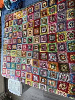 Patchwork Decke Granny Square Selbstgemacht Handarbeit