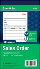 Adams 2-Part Carbonless Sales Order Book, White/Canary, 50 Sets, 4.2" x 7.2" (DC