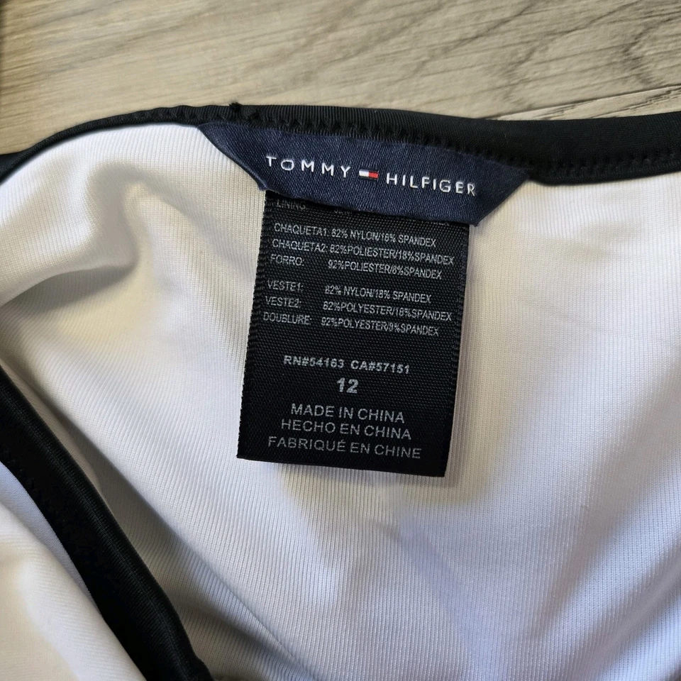 Tommy Hilfiger Colorblock Corbata Cintura Una Pieza Traje de Baño Negro Blanco Talla 12 Nuevo con Etiquetas Foto 4 de 4