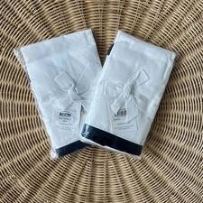 NEW Serena  Lily Border Frame Sateen Euro Pillow Shams Set of 2 -Black Blue