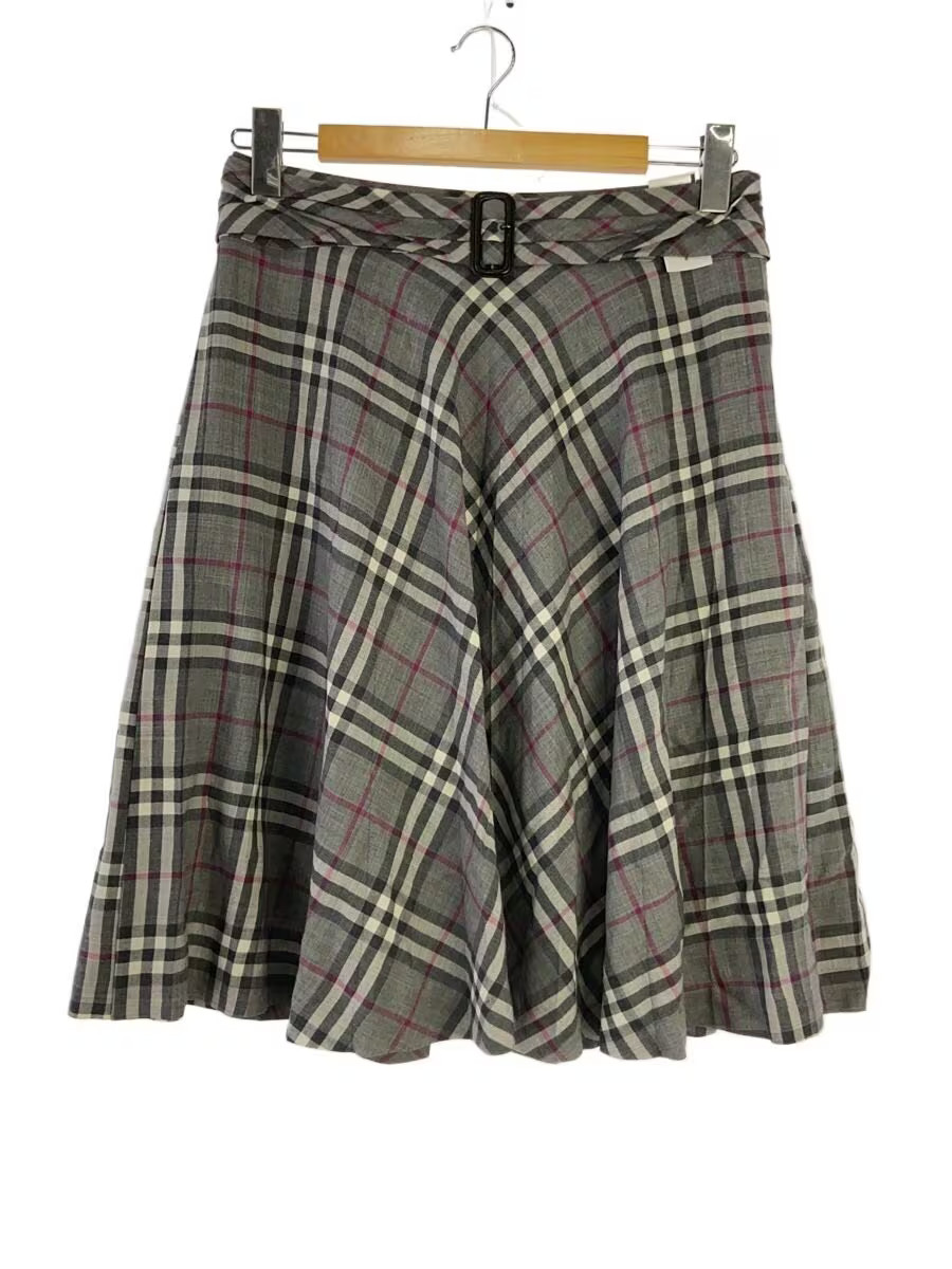 BURBERRY LONDON Skirt, Size 38, Wool, Gray Check, fx081-054-06