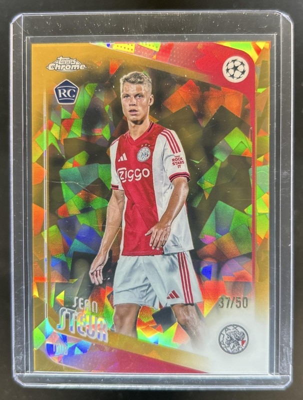2025-26 Topps Chrome UEFA Sapphire Sean Steur RC Gold Refractor #/50 Ajax