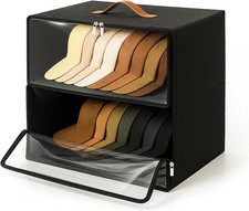 2 Pack Front-Opening Hat Organizer for Baseball Caps Stackable Rigid Storage Box