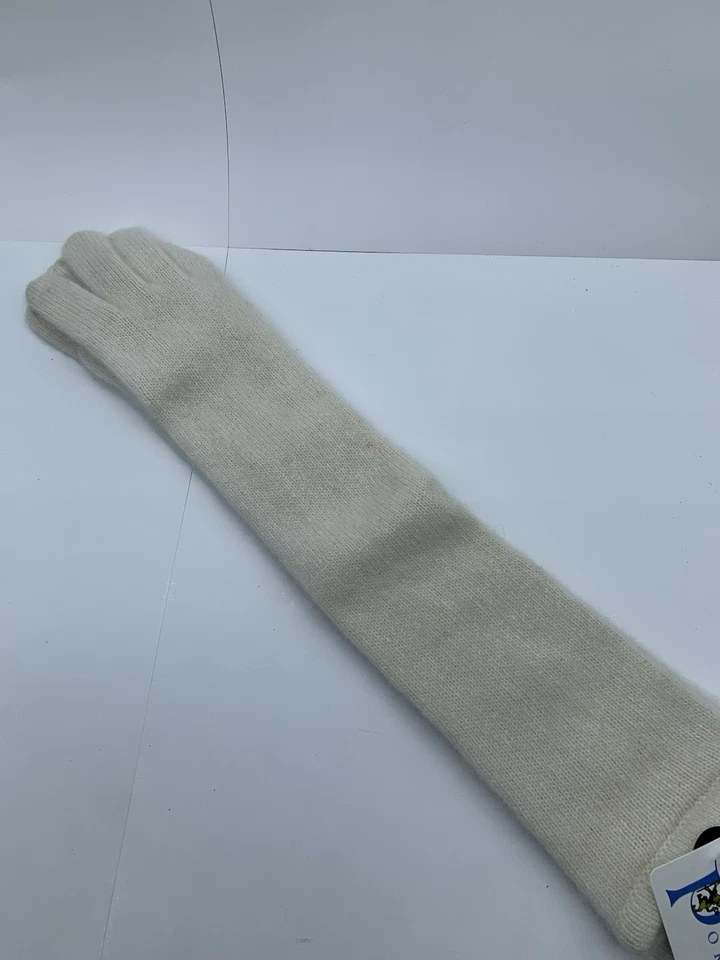 NWT Portolano Women's 100% Cashmere Elbow Length Glove Women's Cream Knit - Image 2 of 4