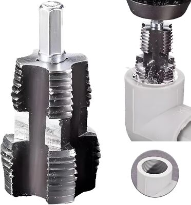 Electric Drill Compatible PVC Pipe Threader Kit for Electric Drill, 1/2'', 3/4