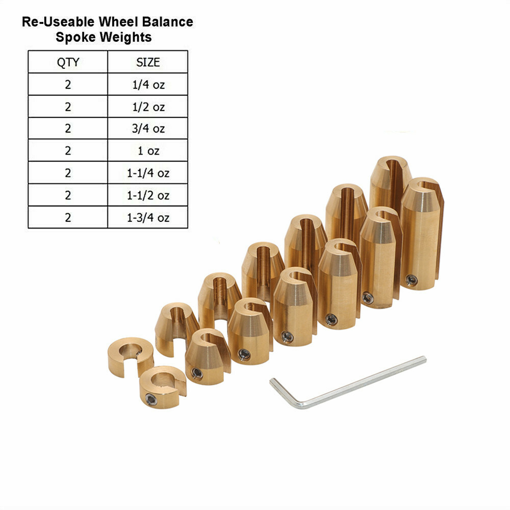 Unbranded Automotive Tire Balance Weights Balancers 14-Piece Motorcycle Wheel Spoke Balance Weights Kit - 7 Sizes Brass Weights Universal Fit Snap-on Automotive Wheel Balancers - Foto 9