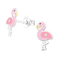 1 Paar Ohrringe Ohrstecker 925 Sterling Silber Flamingo Mit Kristall