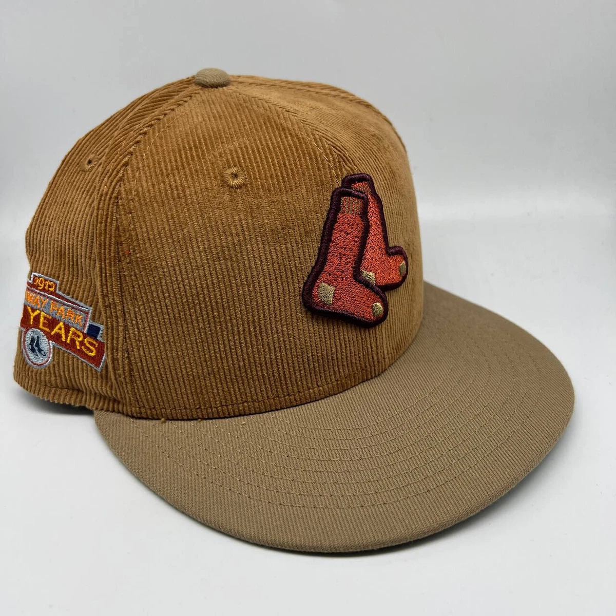 Boston Red Sox MLB 7 5/8 Corduroy 59Fifty New Era Hat Fitted Cap Men