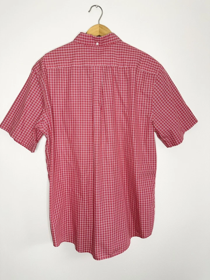 L.L. Bean Shirt Men’s Sz M Regular Fit Red Plaid Wrinkle Resistant Button Up - Image 3 of 4