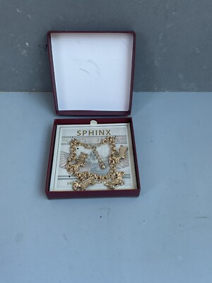 Goldfarbenes Hunde Bettelarmband Sphinx - Neu in Box