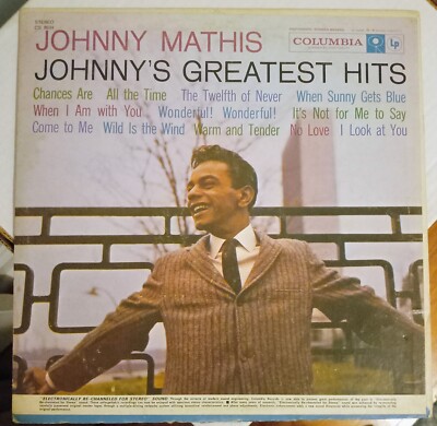 Johnny's Greatest Hits Johnny Mathis ALBUM COVER Columbia 1962 CS