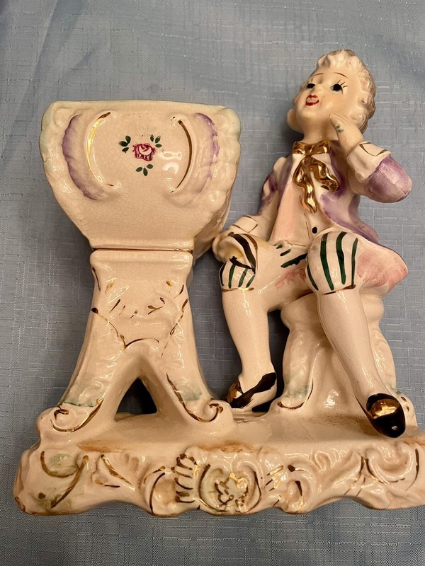 Vintage Victorian Colonial Mid Century Aristocrat Boy Figurine Planter