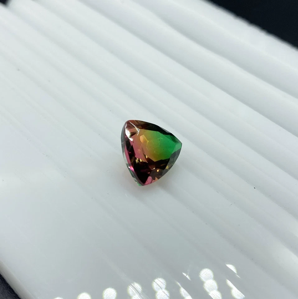 Trillion tourmaline crystal doublet gemstone watermelon bi color tourmaline - Image 2 of 4