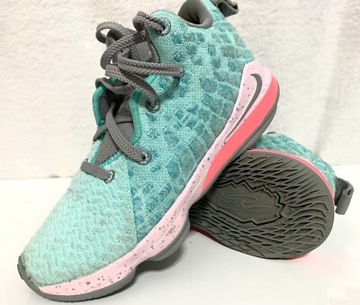 Nike LeBron 17 PS 'South Beach' BQ5595-444 Youth Size 1Y Aqua/Gray ￼