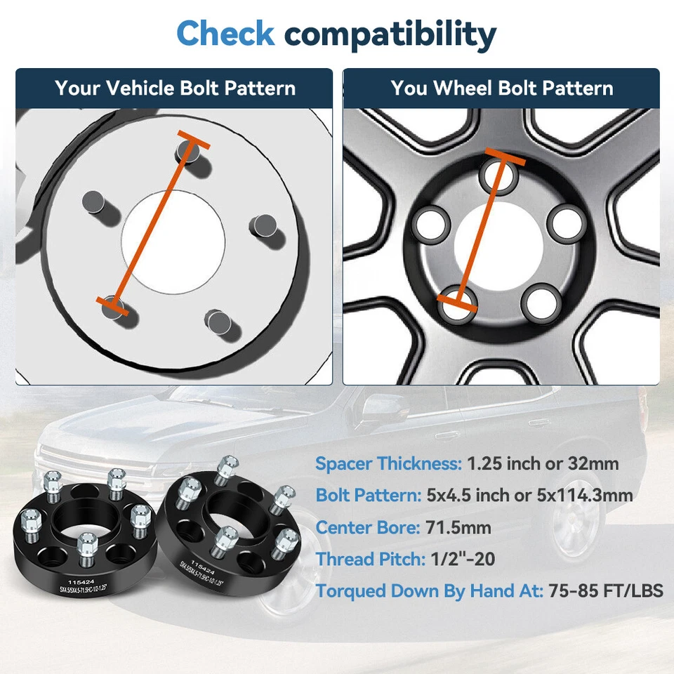 4 Pcs 1.25" 5x4.5 Hub Centric Wheel Spacers For Jeep Wrangler TJ YJ 1987-2006 - Image 2 of 4